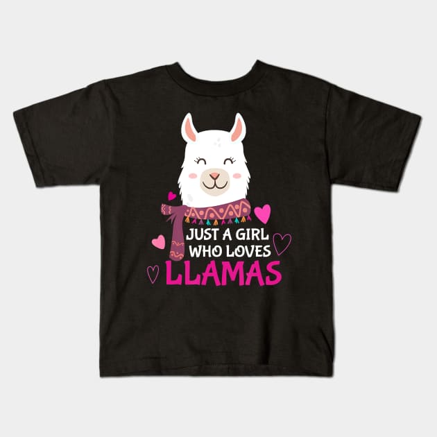 Just A Girl Who Loves Llamas - Alpaca & Llama Lovers Kids T-Shirt by JaydeMargulies